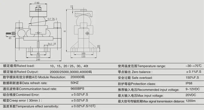 Bản vẽ cấu tạo chi tiết loadcell QSD do Keli sản xuất